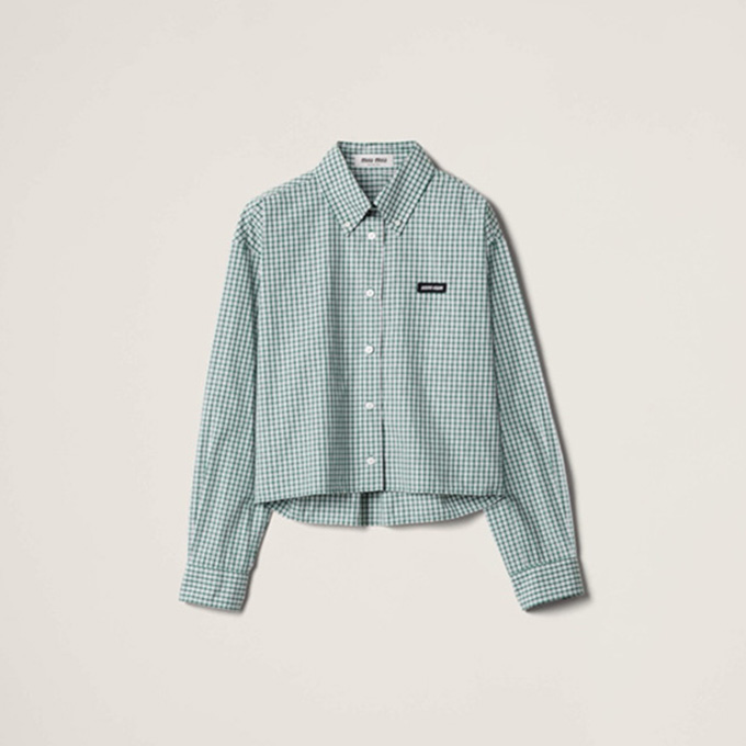 9A+ quality miu miu cropped check button-down shirt